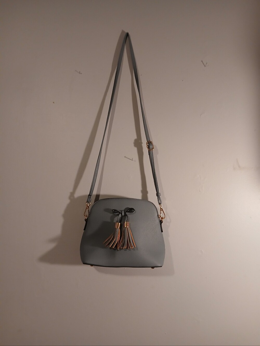 Women Small Crossbody Bag with Tassels - Blue